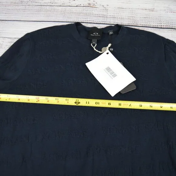 Armani Exchange Navy Oblique Logo Pullover Sweater Size Medium NWT - Picture 7 of 16